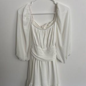 Exlura White Long Sleeve Mini/Midi Dress